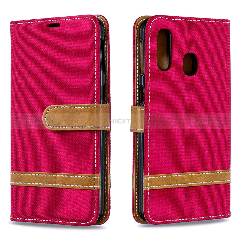 Funda de Cuero Cartera con Soporte Carcasa B16F para Samsung Galaxy A40 Rojo