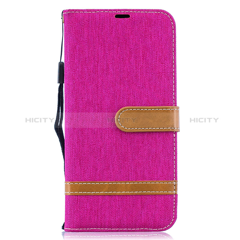 Funda de Cuero Cartera con Soporte Carcasa B16F para Samsung Galaxy A50 Rosa Roja