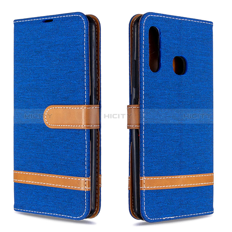 Funda de Cuero Cartera con Soporte Carcasa B16F para Samsung Galaxy A70E Azul