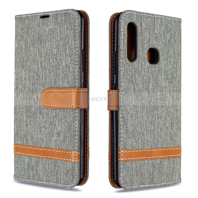 Funda de Cuero Cartera con Soporte Carcasa B16F para Samsung Galaxy A70E Gris