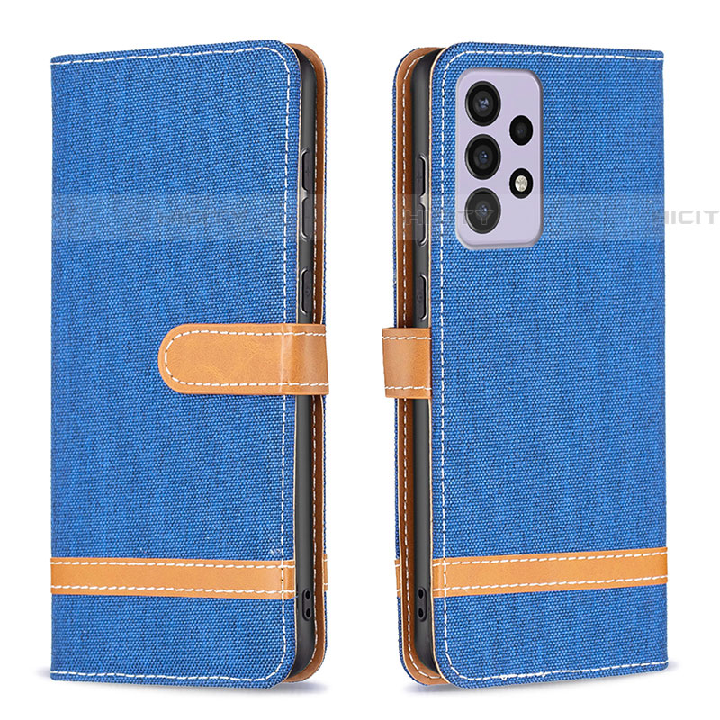 Funda de Cuero Cartera con Soporte Carcasa B16F para Samsung Galaxy A73 5G Azul