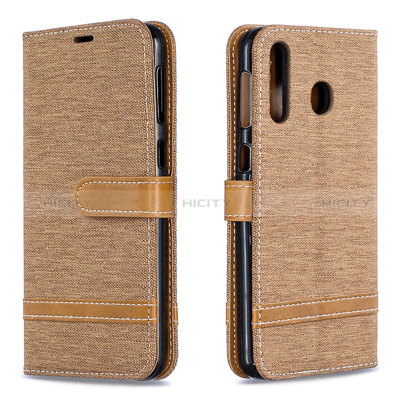 Funda de Cuero Cartera con Soporte Carcasa B16F para Samsung Galaxy M30 Oro