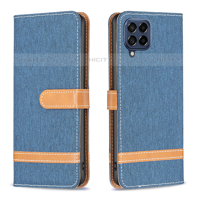 Funda de Cuero Cartera con Soporte Carcasa B16F para Samsung Galaxy M53 5G Azul Real