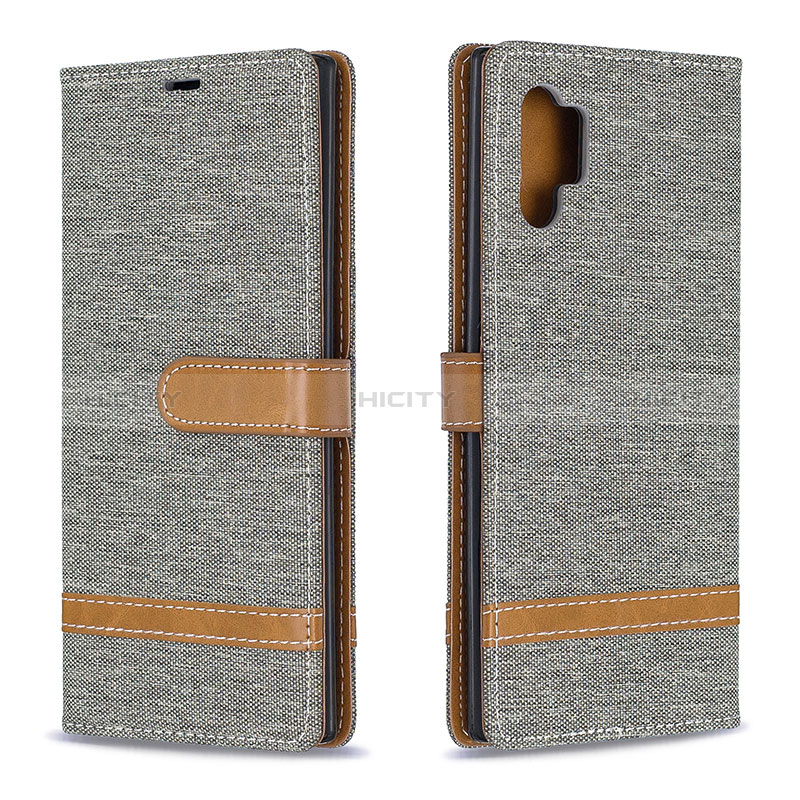 Funda de Cuero Cartera con Soporte Carcasa B16F para Samsung Galaxy Note 10 Plus 5G Gris