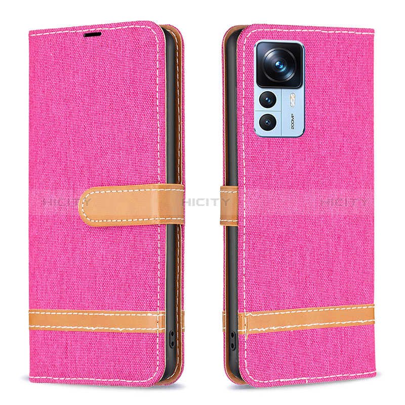 Funda de Cuero Cartera con Soporte Carcasa B16F para Xiaomi Mi 12T 5G Rosa Roja