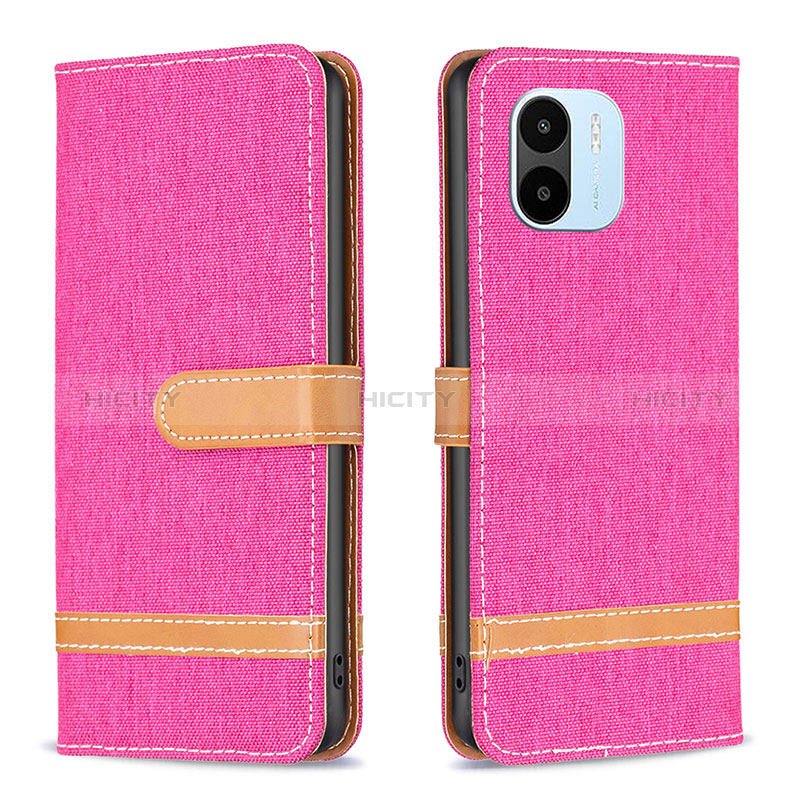 Funda de Cuero Cartera con Soporte Carcasa B16F para Xiaomi Poco C51 Rosa Roja