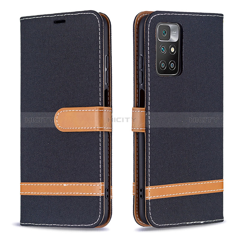 Funda de Cuero Cartera con Soporte Carcasa B16F para Xiaomi Redmi 10 4G Negro