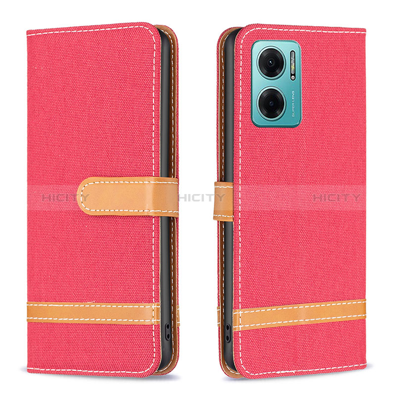 Funda de Cuero Cartera con Soporte Carcasa B16F para Xiaomi Redmi 10 5G Rojo