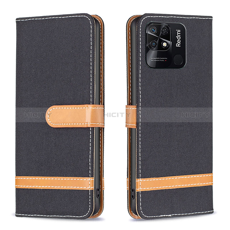 Funda de Cuero Cartera con Soporte Carcasa B16F para Xiaomi Redmi 10 India Negro