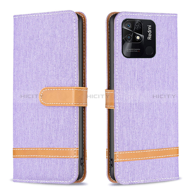 Funda de Cuero Cartera con Soporte Carcasa B16F para Xiaomi Redmi 10 Power Purpura Claro