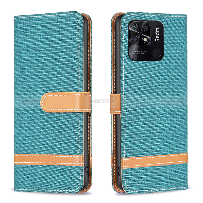 Funda de Cuero Cartera con Soporte Carcasa B16F para Xiaomi Redmi 10 Power Verde