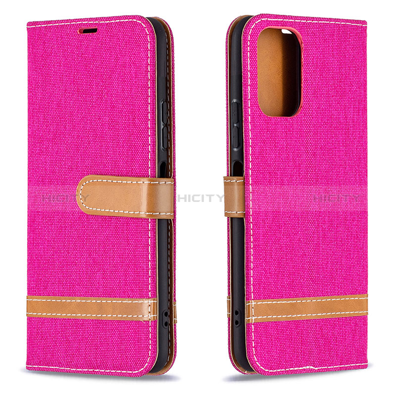 Funda de Cuero Cartera con Soporte Carcasa B16F para Xiaomi Redmi Note 10 Pro 4G Rosa Roja