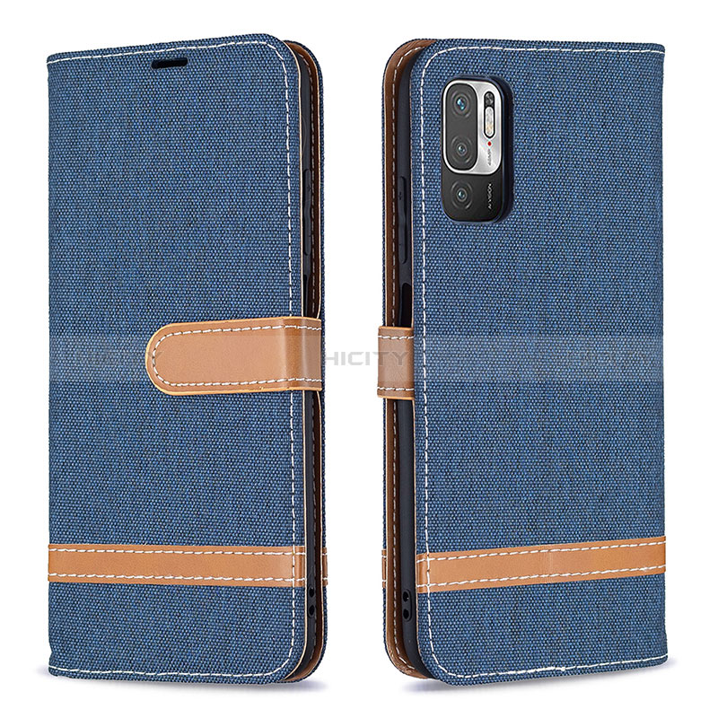 Funda de Cuero Cartera con Soporte Carcasa B16F para Xiaomi Redmi Note 10T 5G Azul Real