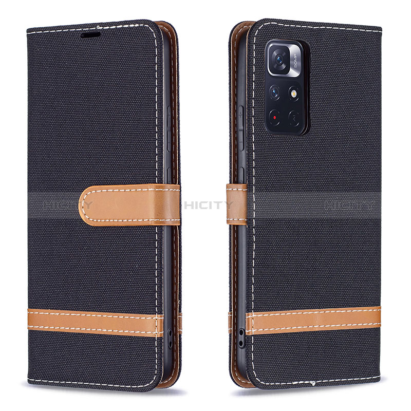 Funda de Cuero Cartera con Soporte Carcasa B16F para Xiaomi Redmi Note 11 5G Negro