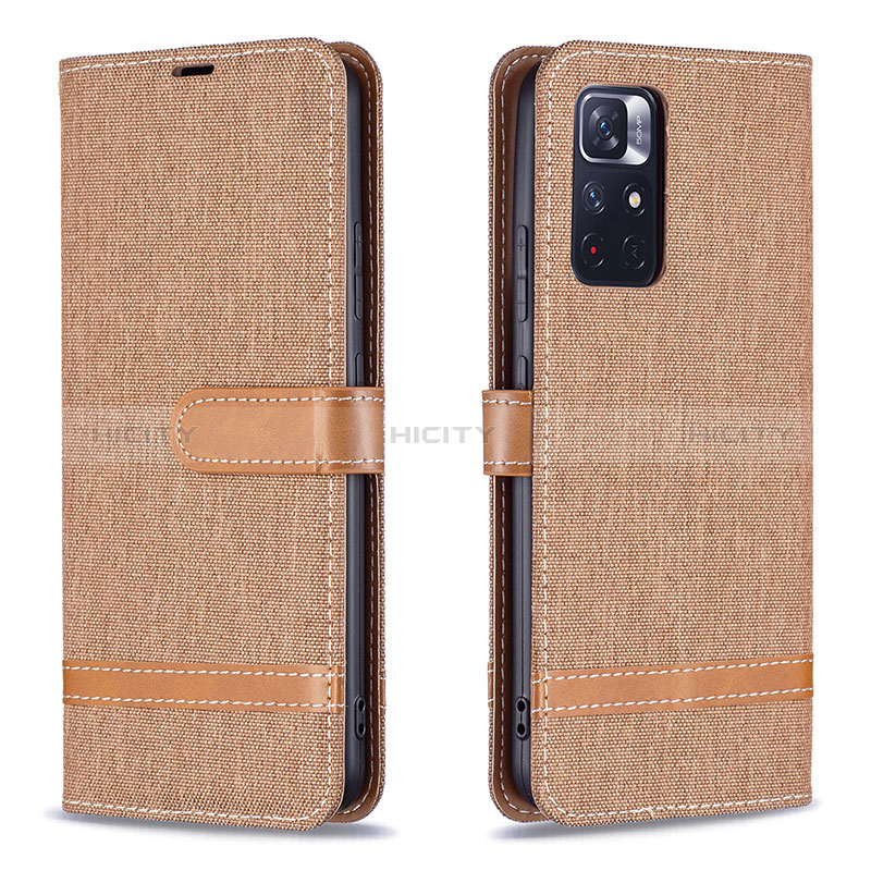 Funda de Cuero Cartera con Soporte Carcasa B16F para Xiaomi Redmi Note 11 5G Oro