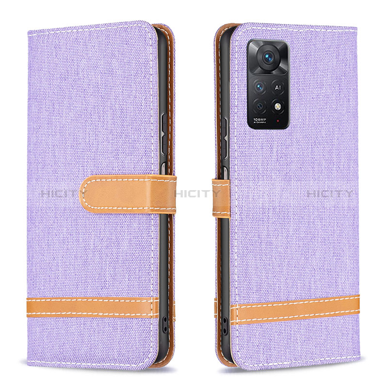 Funda de Cuero Cartera con Soporte Carcasa B16F para Xiaomi Redmi Note 11 Pro 4G Purpura Claro