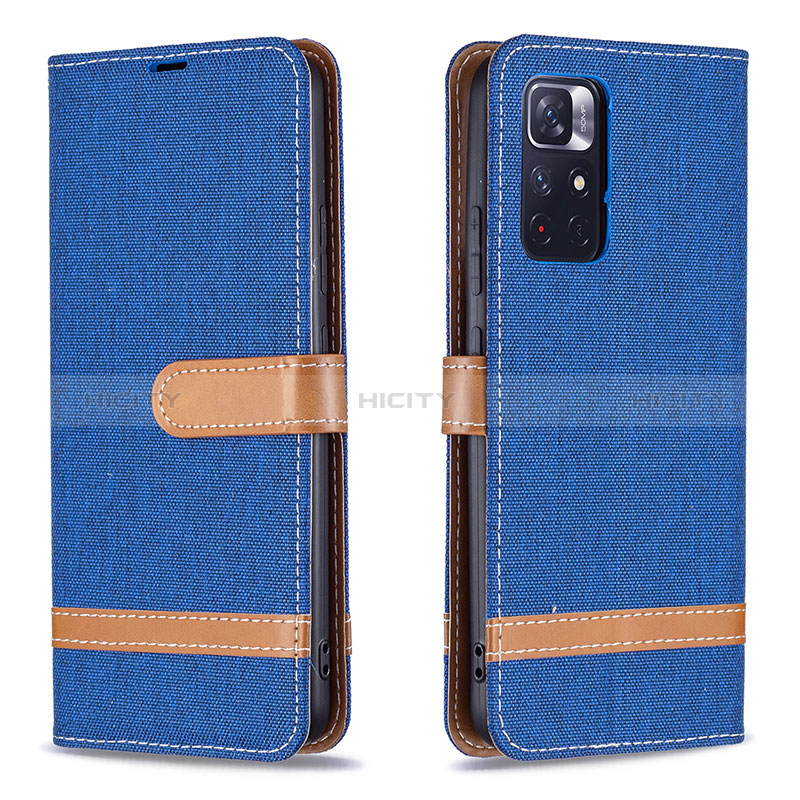 Funda de Cuero Cartera con Soporte Carcasa B16F para Xiaomi Redmi Note 11S 5G Azul