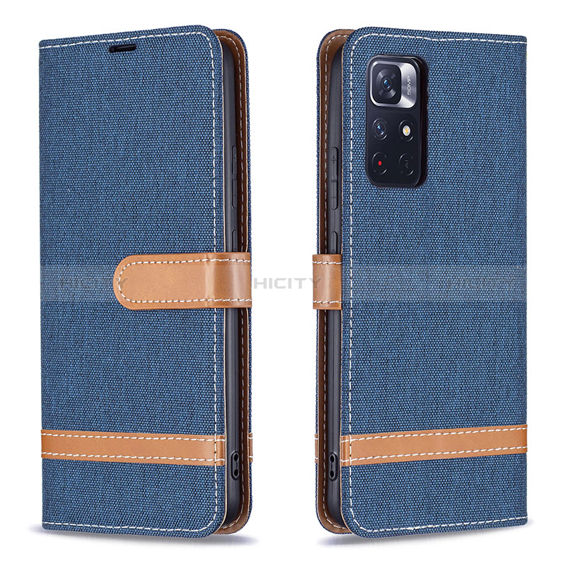 Funda de Cuero Cartera con Soporte Carcasa B16F para Xiaomi Redmi Note 11T 5G Azul Real