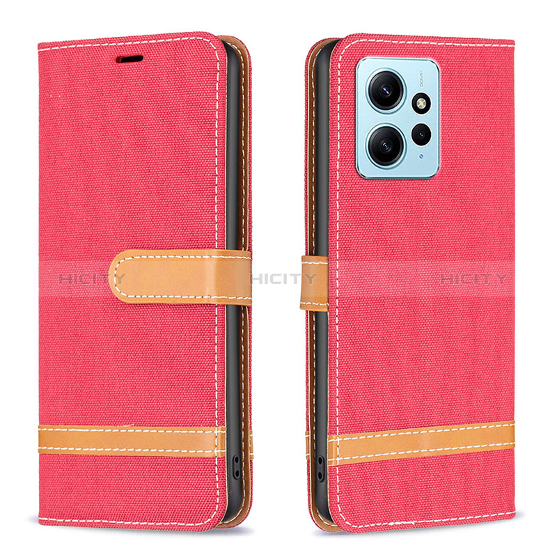 Funda de Cuero Cartera con Soporte Carcasa B16F para Xiaomi Redmi Note 12 4G Rojo