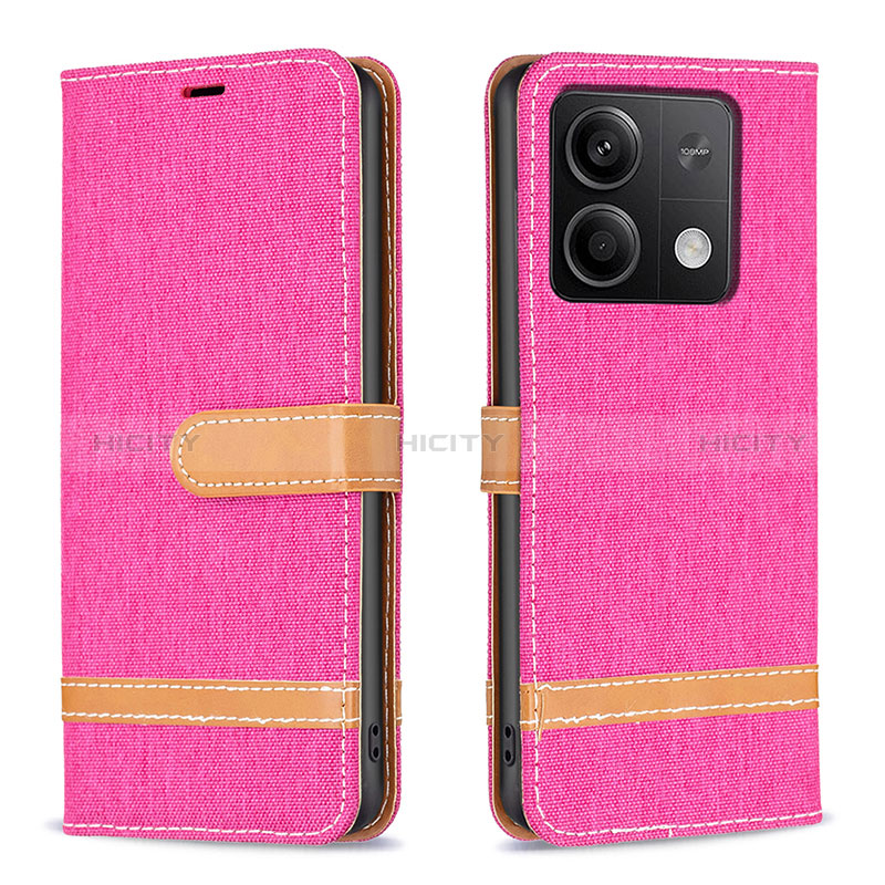 Funda de Cuero Cartera con Soporte Carcasa B16F para Xiaomi Redmi Note 13 5G Rosa Roja