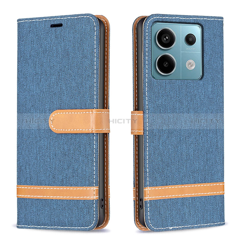 Funda de Cuero Cartera con Soporte Carcasa B16F para Xiaomi Redmi Note 13 Pro 5G Azul Cielo