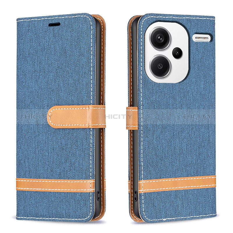 Funda de Cuero Cartera con Soporte Carcasa B16F para Xiaomi Redmi Note 13 Pro+ Plus 5G Azul Cielo