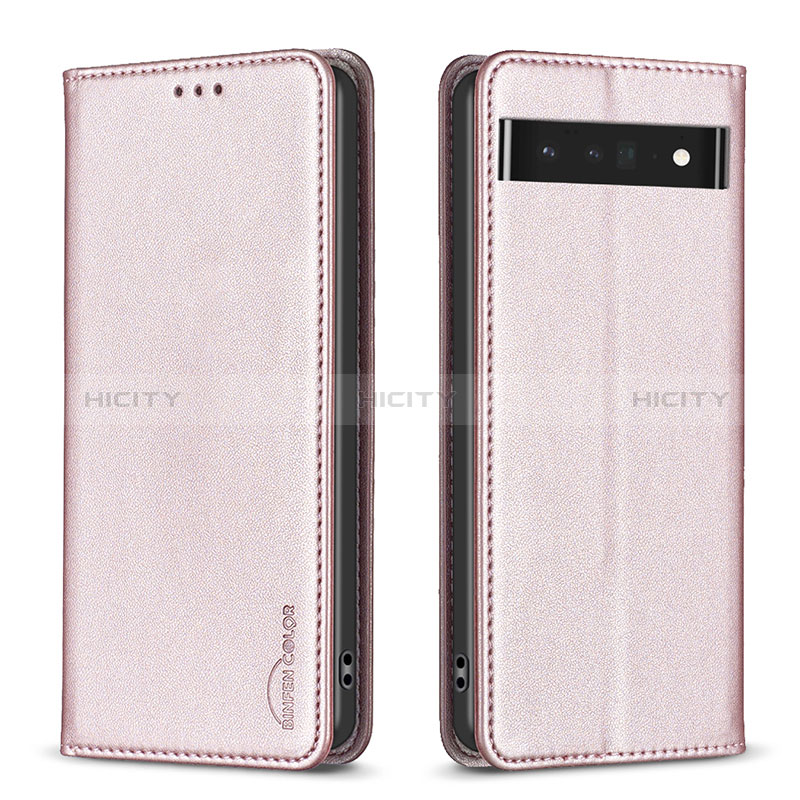 Funda de Cuero Cartera con Soporte Carcasa B17F para Google Pixel 7 Pro 5G Oro Rosa