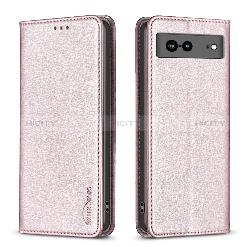 Funda de Cuero Cartera con Soporte Carcasa B17F para Google Pixel 7a 5G Oro Rosa