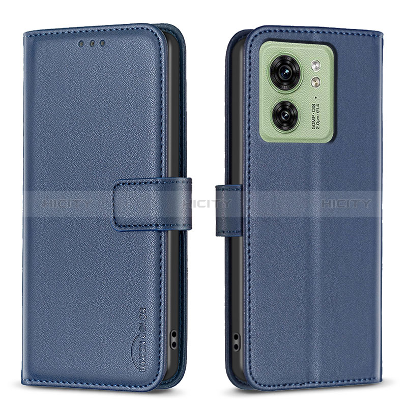 Funda de Cuero Cartera con Soporte Carcasa B17F para Motorola Moto Edge (2023) 5G Azul