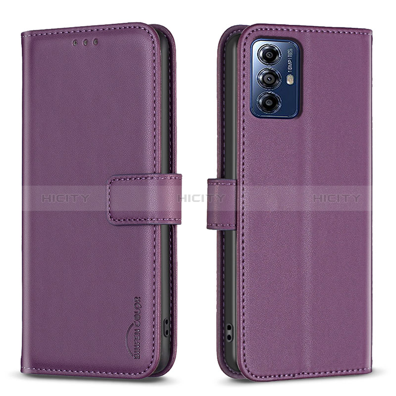 Funda de Cuero Cartera con Soporte Carcasa B17F para Motorola Moto G Play (2023) Morado