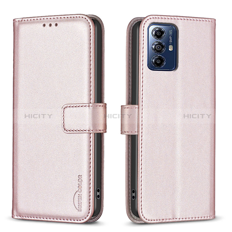 Funda de Cuero Cartera con Soporte Carcasa B17F para Motorola Moto G Play Gen 2 Oro Rosa