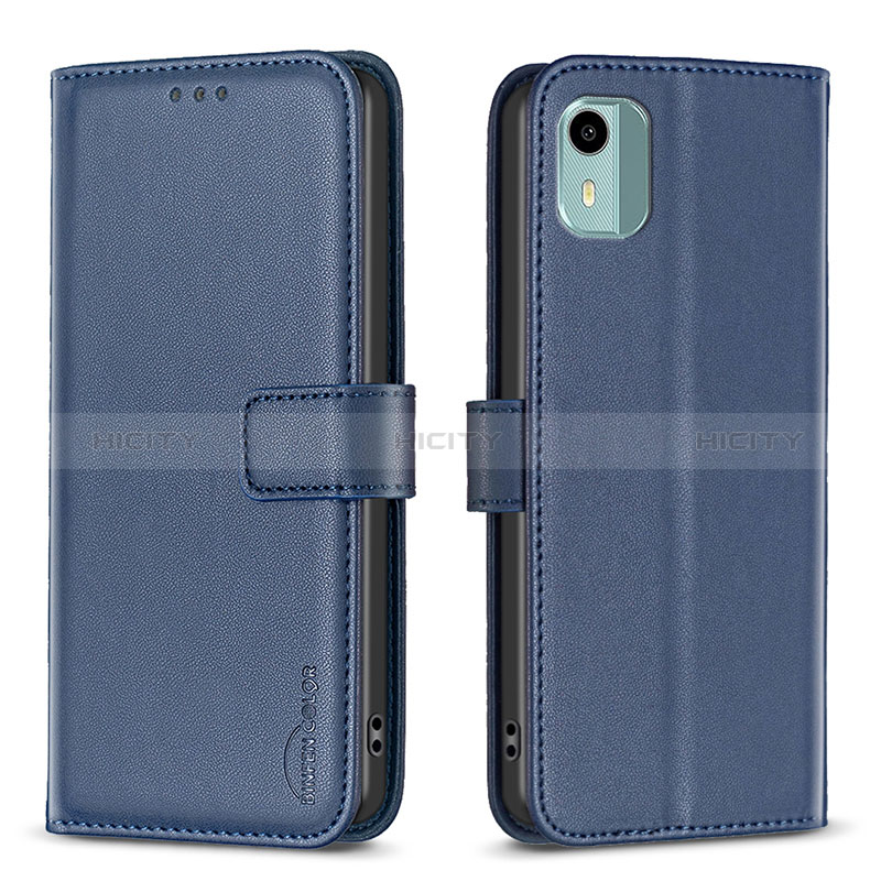 Funda de Cuero Cartera con Soporte Carcasa B17F para Nokia C12 Azul