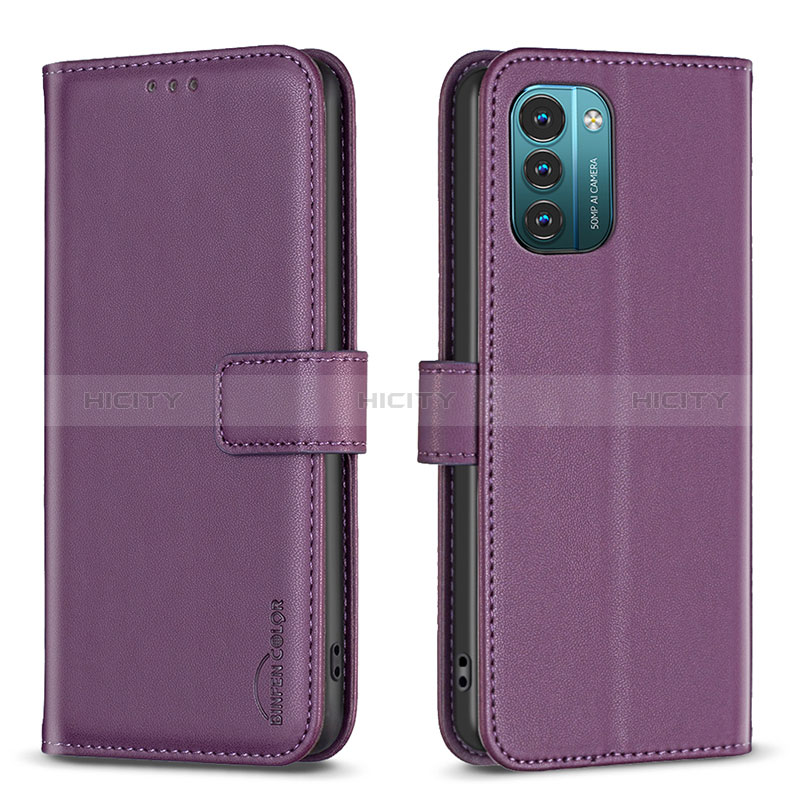 Funda de Cuero Cartera con Soporte Carcasa B17F para Nokia G11 Morado