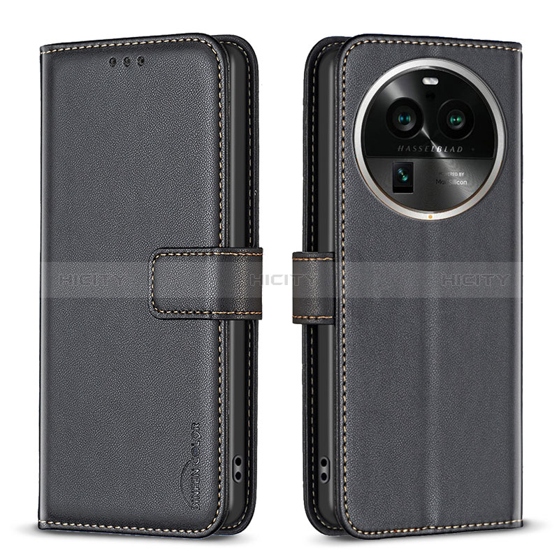 Funda de Cuero Cartera con Soporte Carcasa B17F para Oppo Find X6 5G Negro