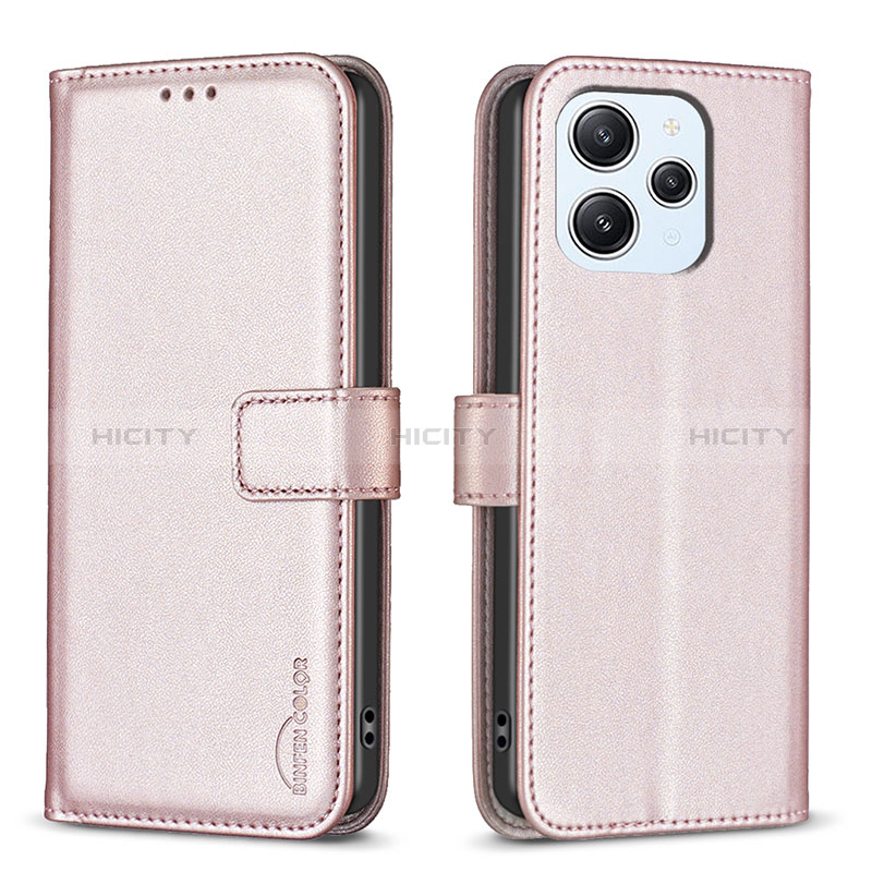 Funda de Cuero Cartera con Soporte Carcasa B17F para Xiaomi Redmi 12 4G Oro Rosa