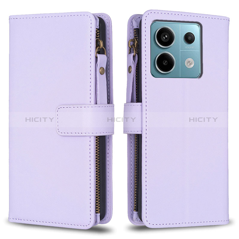 Funda de Cuero Cartera con Soporte Carcasa B17F para Xiaomi Redmi Note 13 Pro 5G Purpura Claro