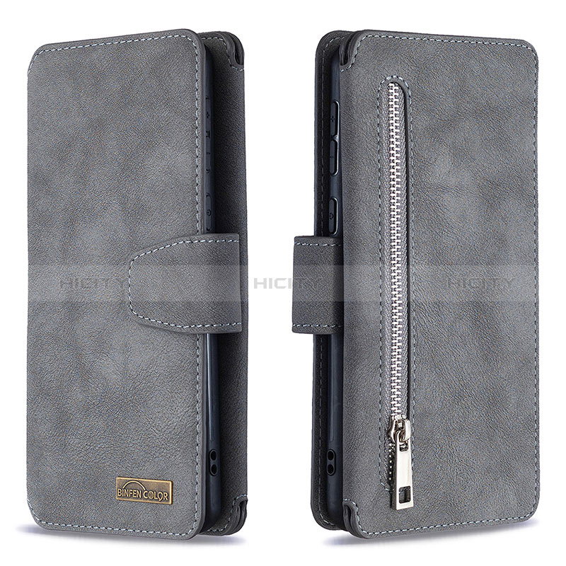 Funda de Cuero Cartera con Soporte Carcasa B18F para Samsung Galaxy A21 Gris