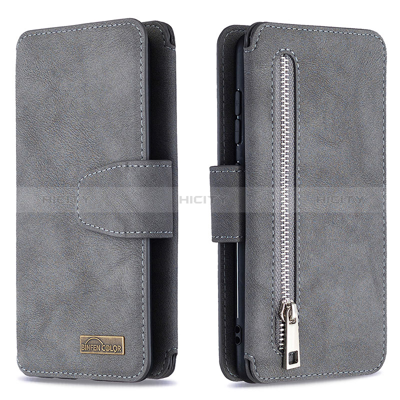 Funda de Cuero Cartera con Soporte Carcasa B18F para Samsung Galaxy A41 Gris