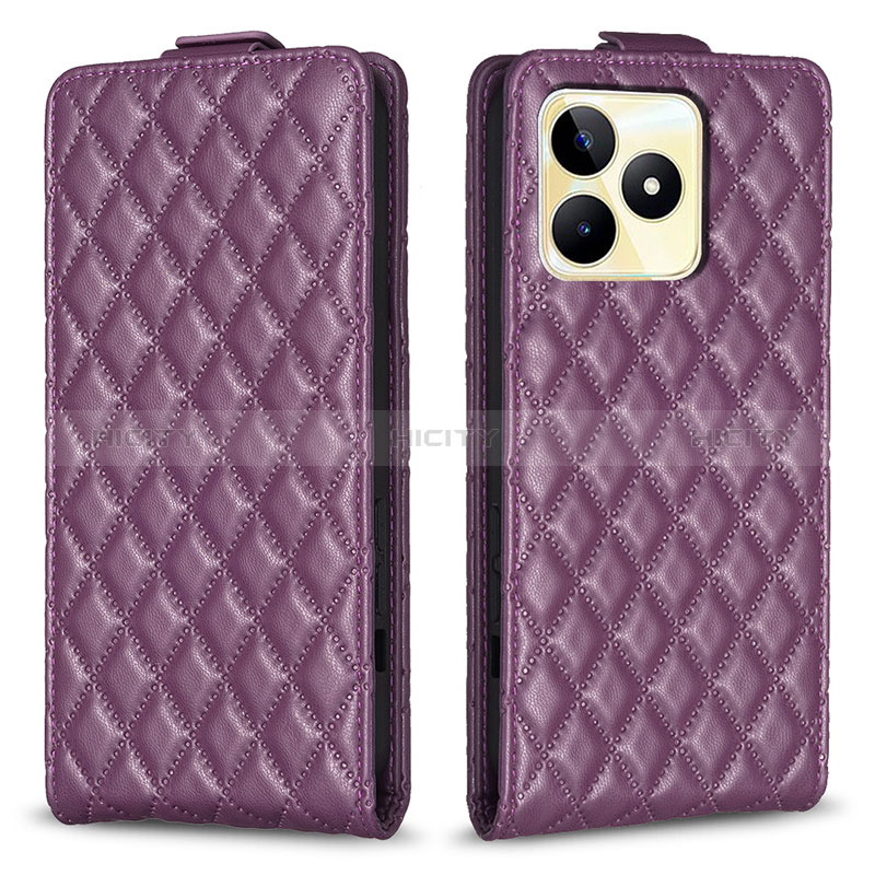 Funda de Cuero Cartera con Soporte Carcasa B19F para Realme C51 Morado