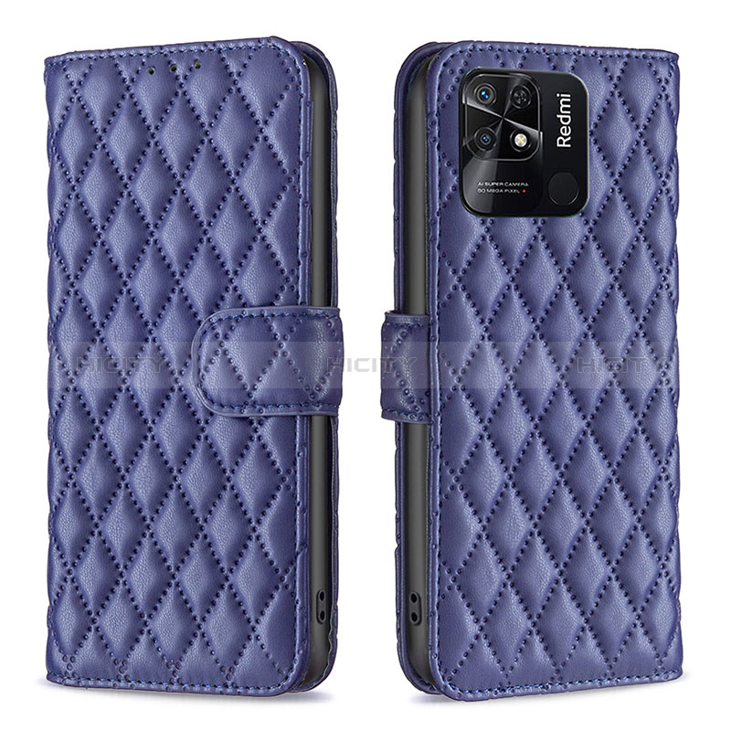 Funda de Cuero Cartera con Soporte Carcasa B19F para Xiaomi Redmi 10 India Azul