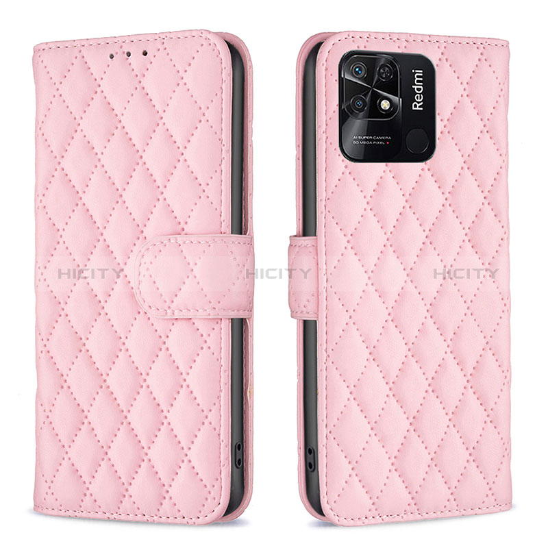 Funda de Cuero Cartera con Soporte Carcasa B19F para Xiaomi Redmi 10 India Oro Rosa