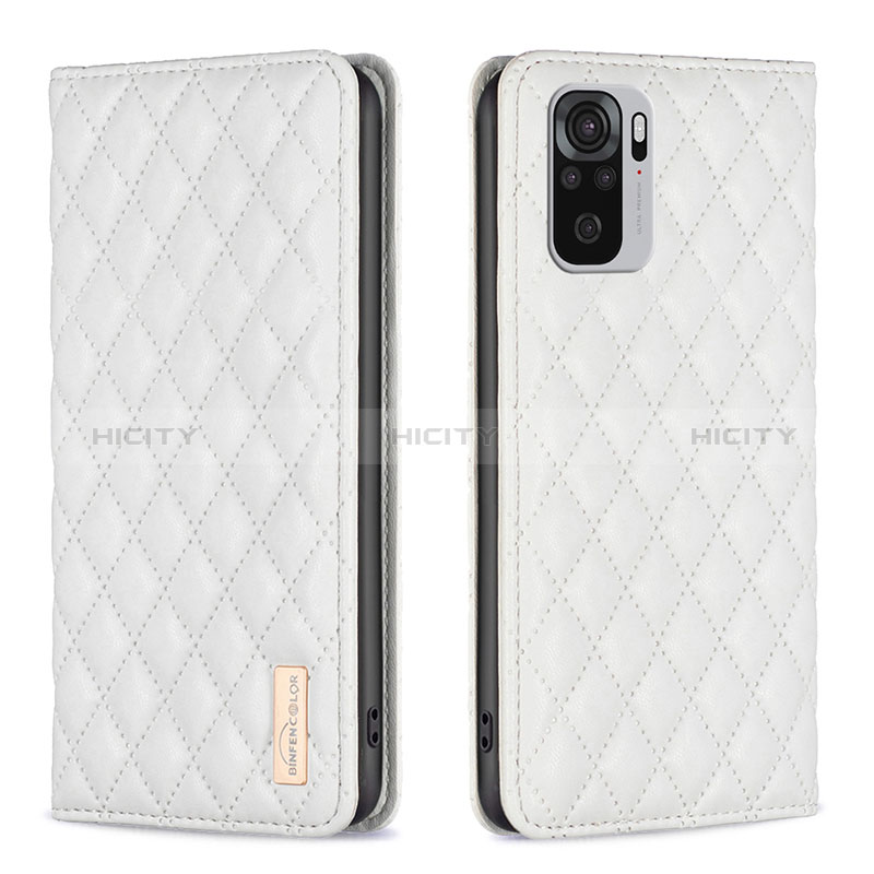 Funda de Cuero Cartera con Soporte Carcasa B19F para Xiaomi Redmi Note 10 4G Blanco