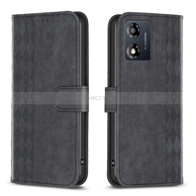 Funda de Cuero Cartera con Soporte Carcasa B21F para Motorola Moto E13 Negro