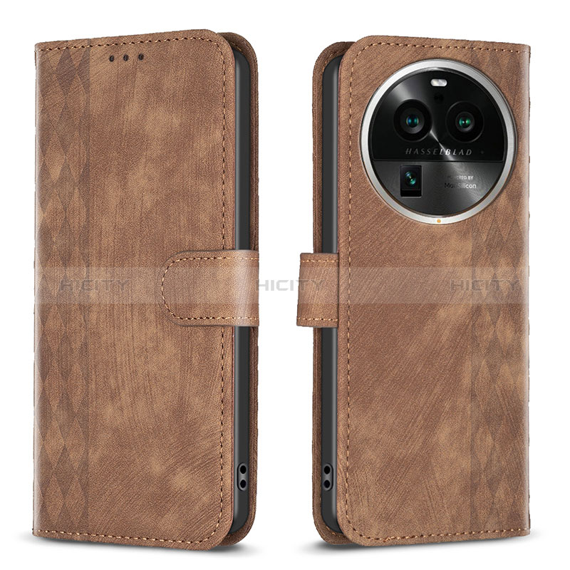 Funda de Cuero Cartera con Soporte Carcasa B21F para Oppo Find X6 5G Marron