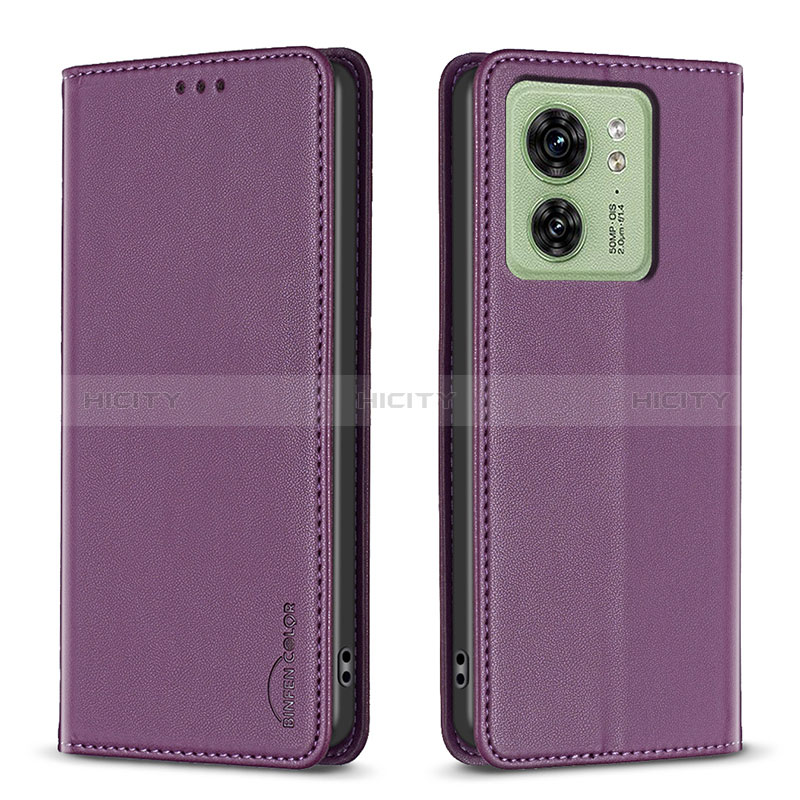 Funda de Cuero Cartera con Soporte Carcasa B22F para Motorola Moto Edge (2023) 5G Morado