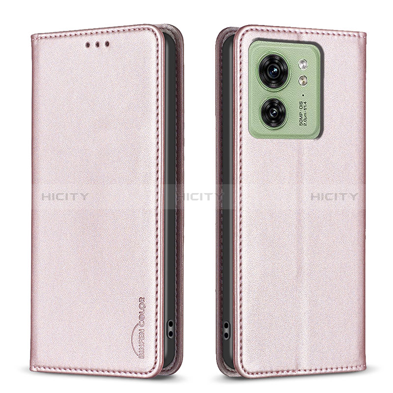 Funda de Cuero Cartera con Soporte Carcasa B22F para Motorola Moto Edge (2023) 5G Oro Rosa