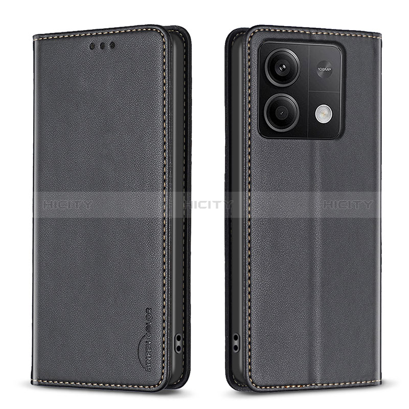 Funda de Cuero Cartera con Soporte Carcasa B22F para Xiaomi Redmi Note 13 5G Negro