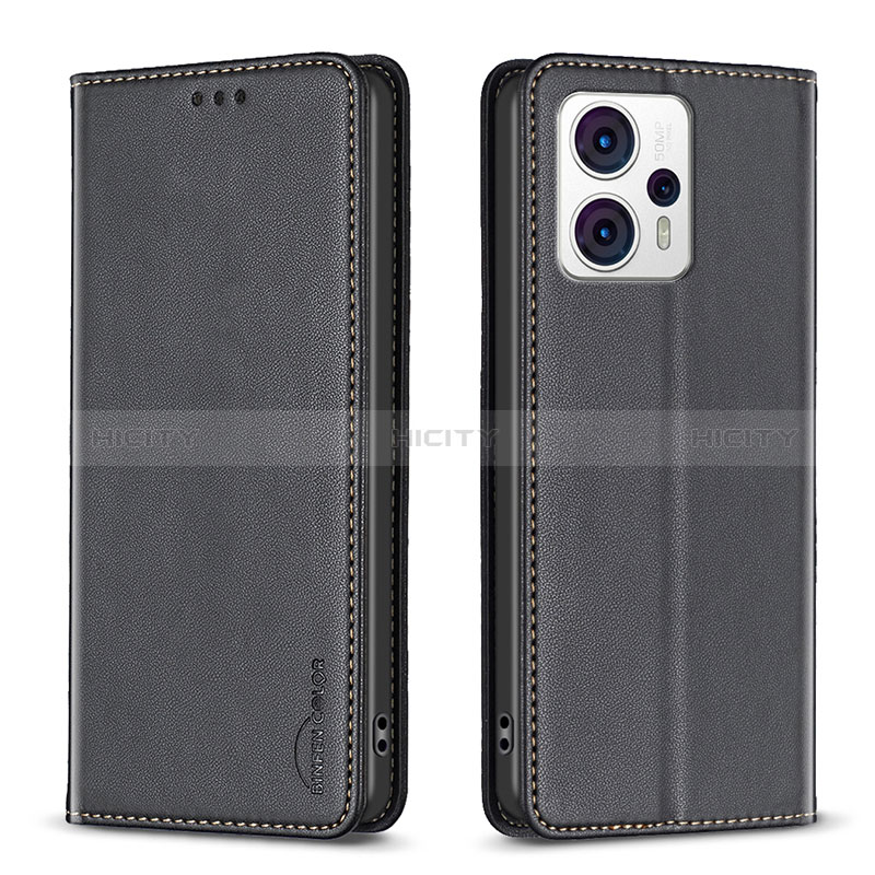 Funda de Cuero Cartera con Soporte Carcasa B23F para Motorola Moto G23 Negro