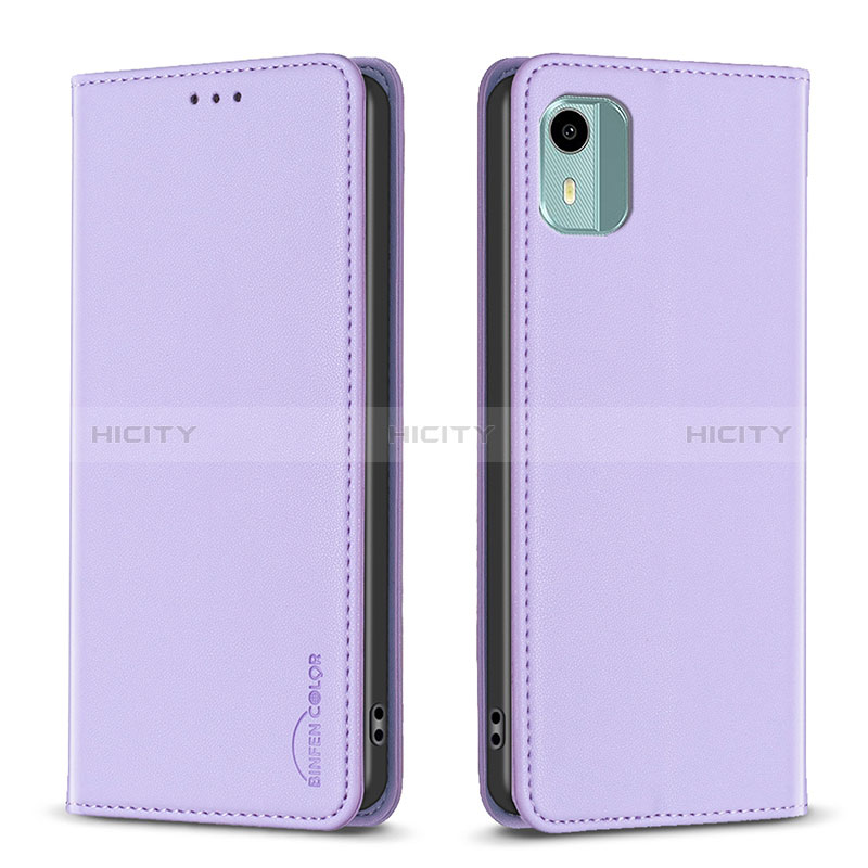 Funda de Cuero Cartera con Soporte Carcasa B23F para Nokia C12 Plus Purpura Claro