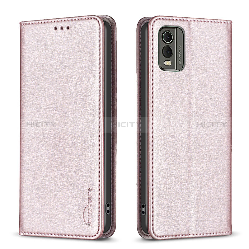 Funda de Cuero Cartera con Soporte Carcasa B23F para Nokia C210 Oro Rosa